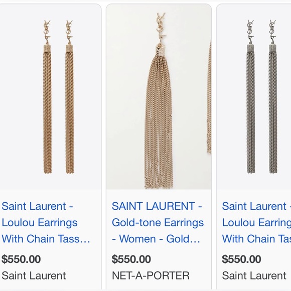 BRAND NEW Authentic Saint Laurent LOULOU EARRINGS WITH TASSELS IN SILVER - Picture 5 of 5